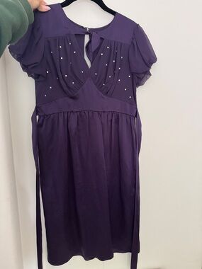 Betsey Johnson Purple Beaded Empire Waist Dress